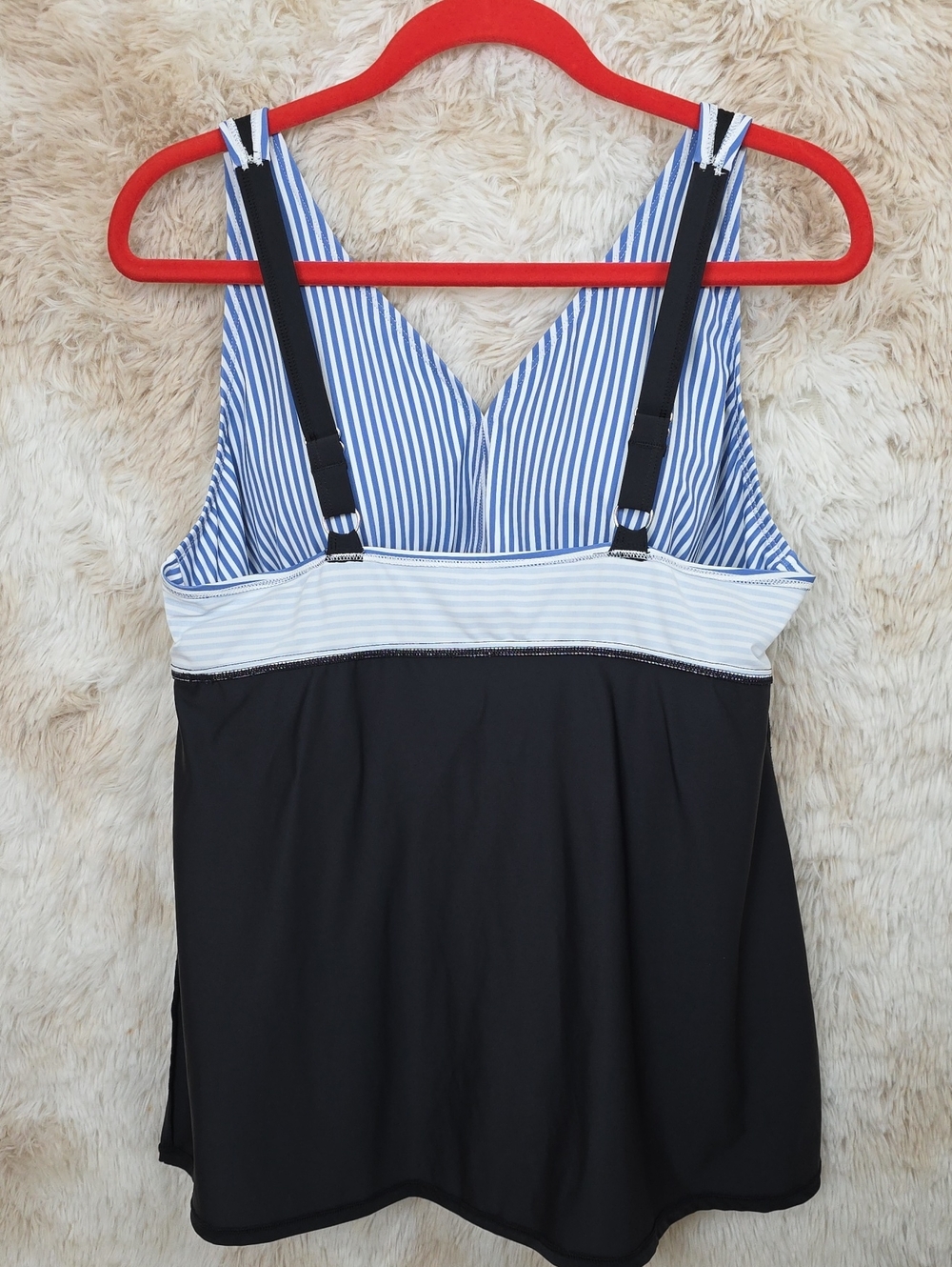 Septangle Size 16 Blue Stripe Tankini Swim Top Tummy Control - Picture 8 of 10